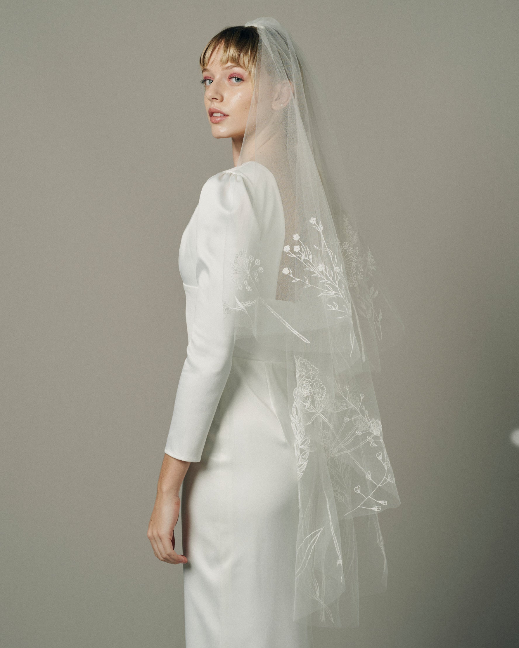 VIBRANT WILDFLOWER: Bridal Veil, Embroidered Flower Veil, Floral