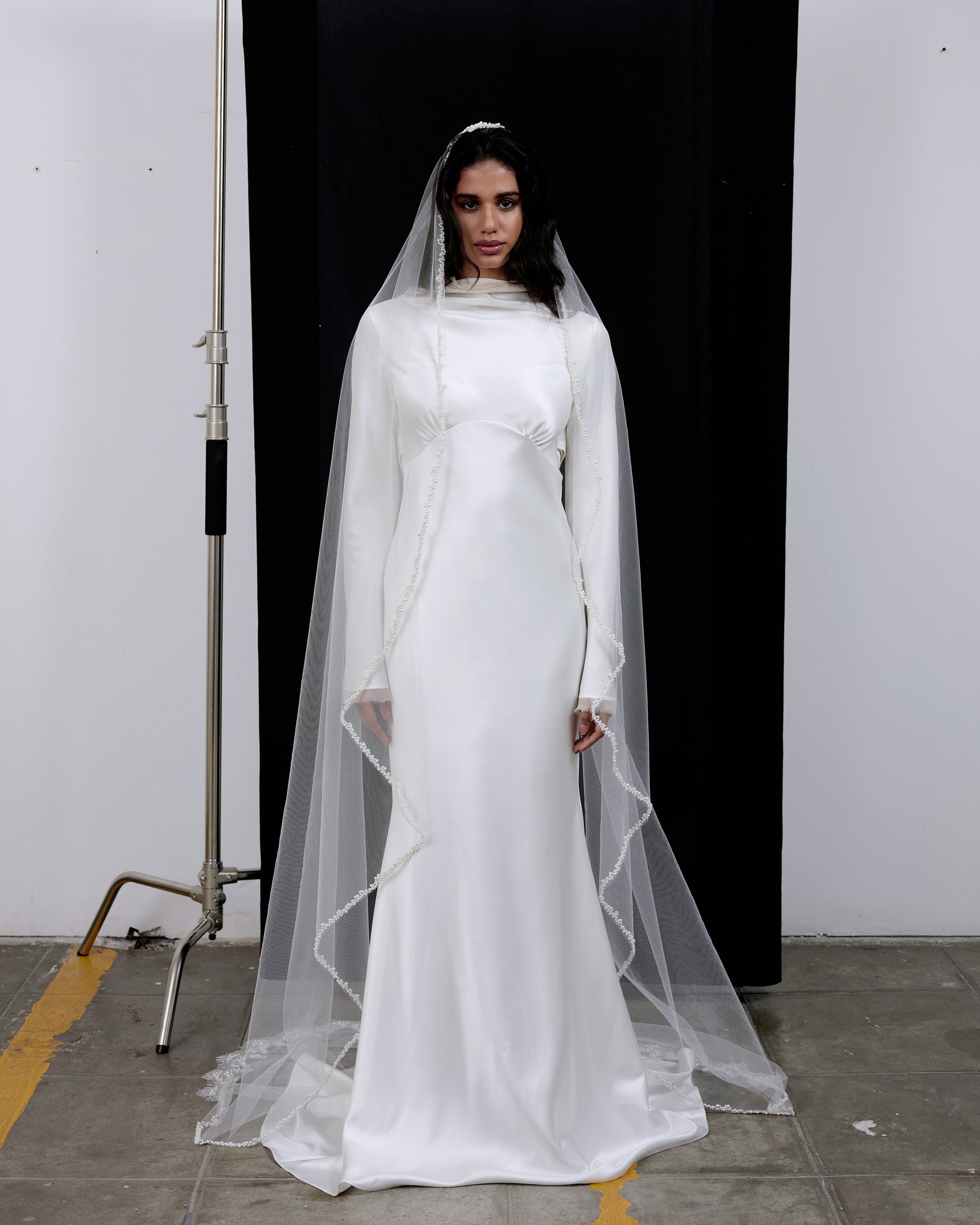 pearl veil with lace dress ALENA Wedding Dress