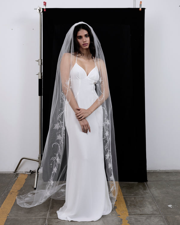 SOFIA LINE STITCH EMBROIDERY VEIL