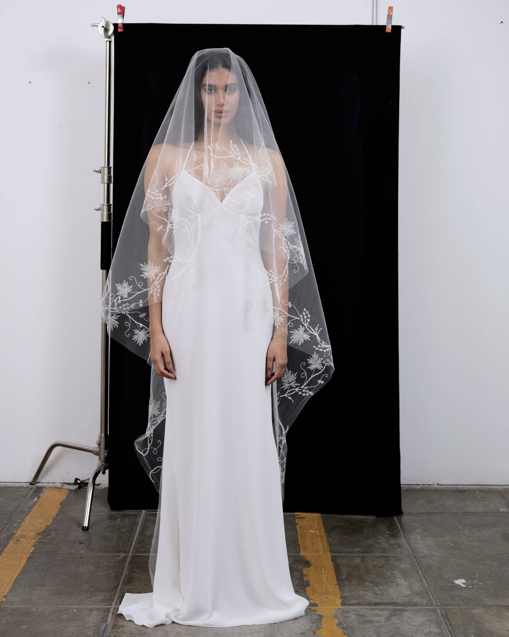 SOFIA LINE STITCH EMBROIDERY VEIL