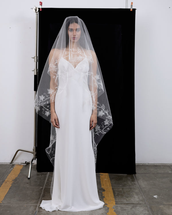 SOFIA LINE STITCH EMBROIDERY VEIL