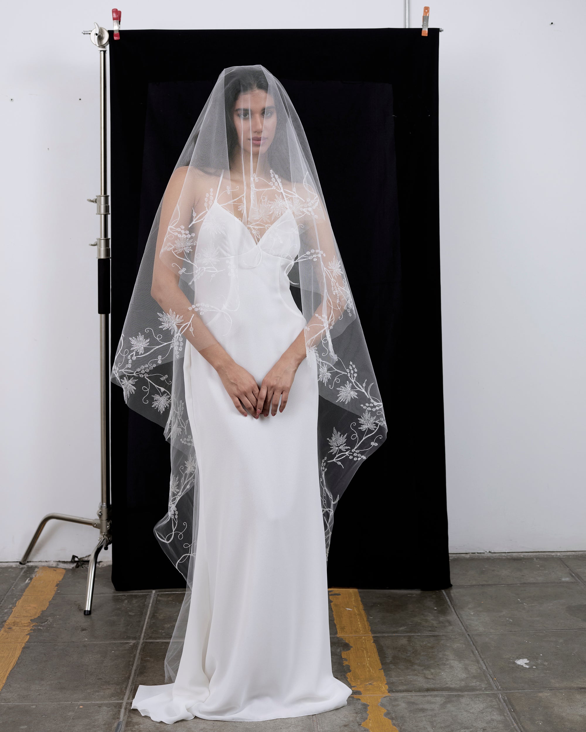 SOFIA LINE STITCH EMBROIDERY VEIL
