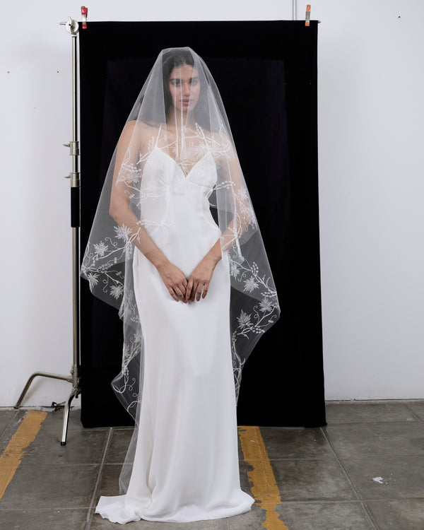 SOFIA LINE STITCH EMBROIDERY VEIL