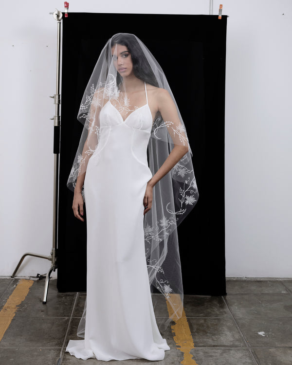 SOFIA LINE STITCH EMBROIDERY VEIL
