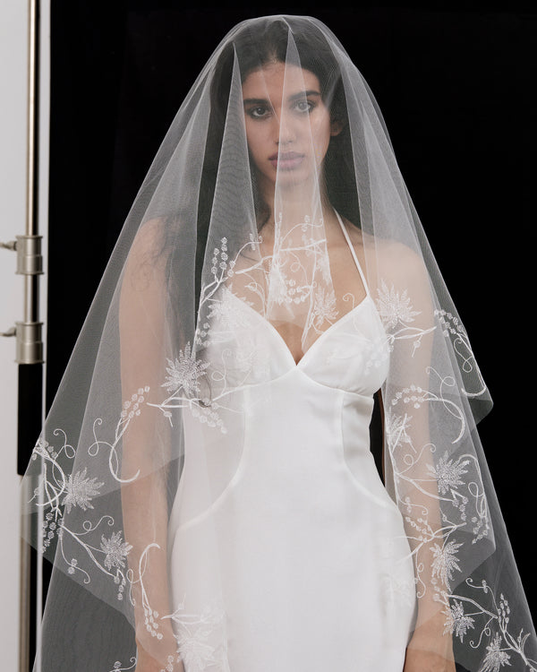 SOFIA LINE STITCH EMBROIDERY VEIL