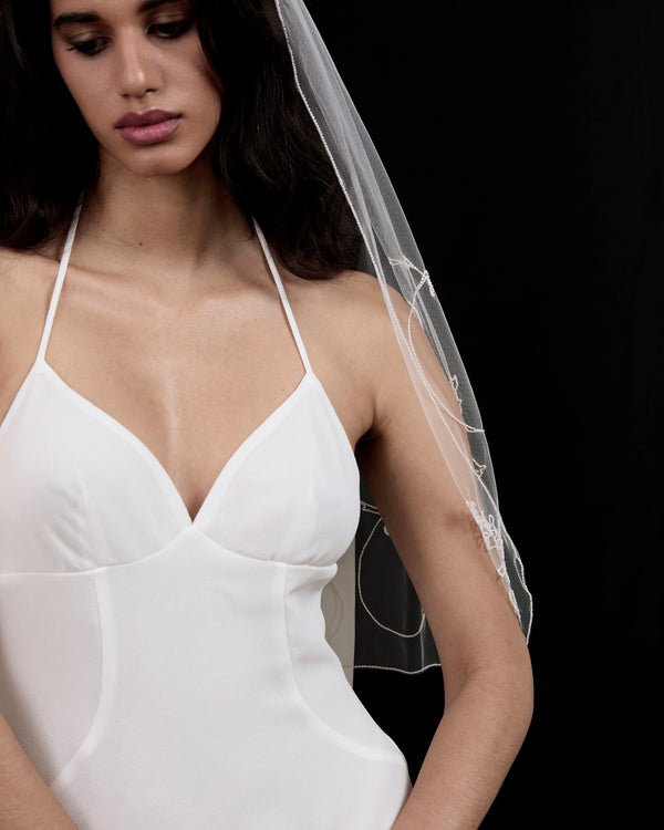 JORDANA FLORAL BEADED BOW VEIL