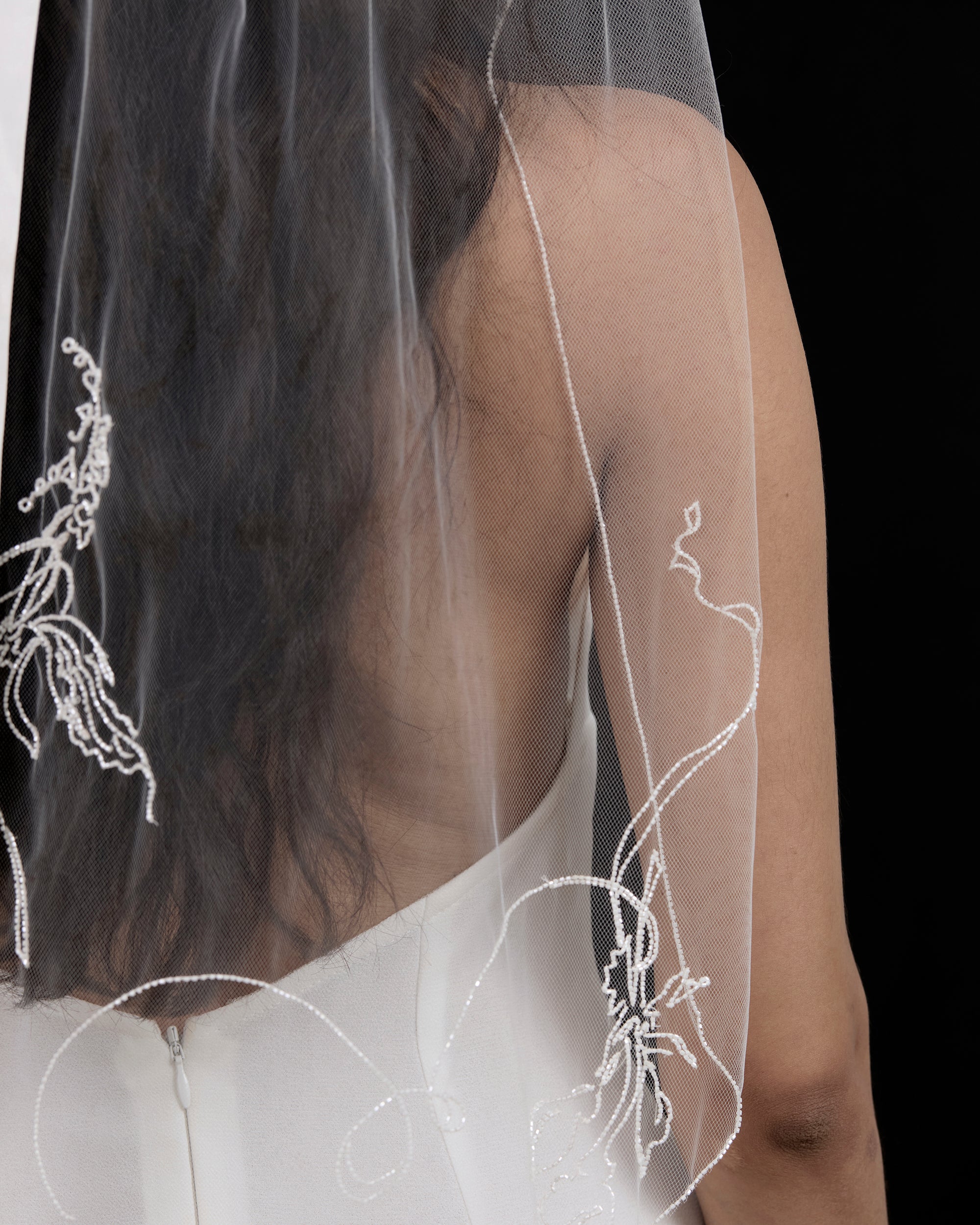 JORDANA FLORAL BEADED BOW VEIL