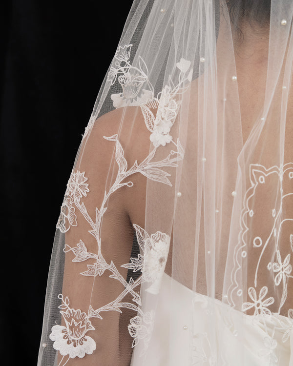 AVA EMBROIDERY PATCHWORK VEIL