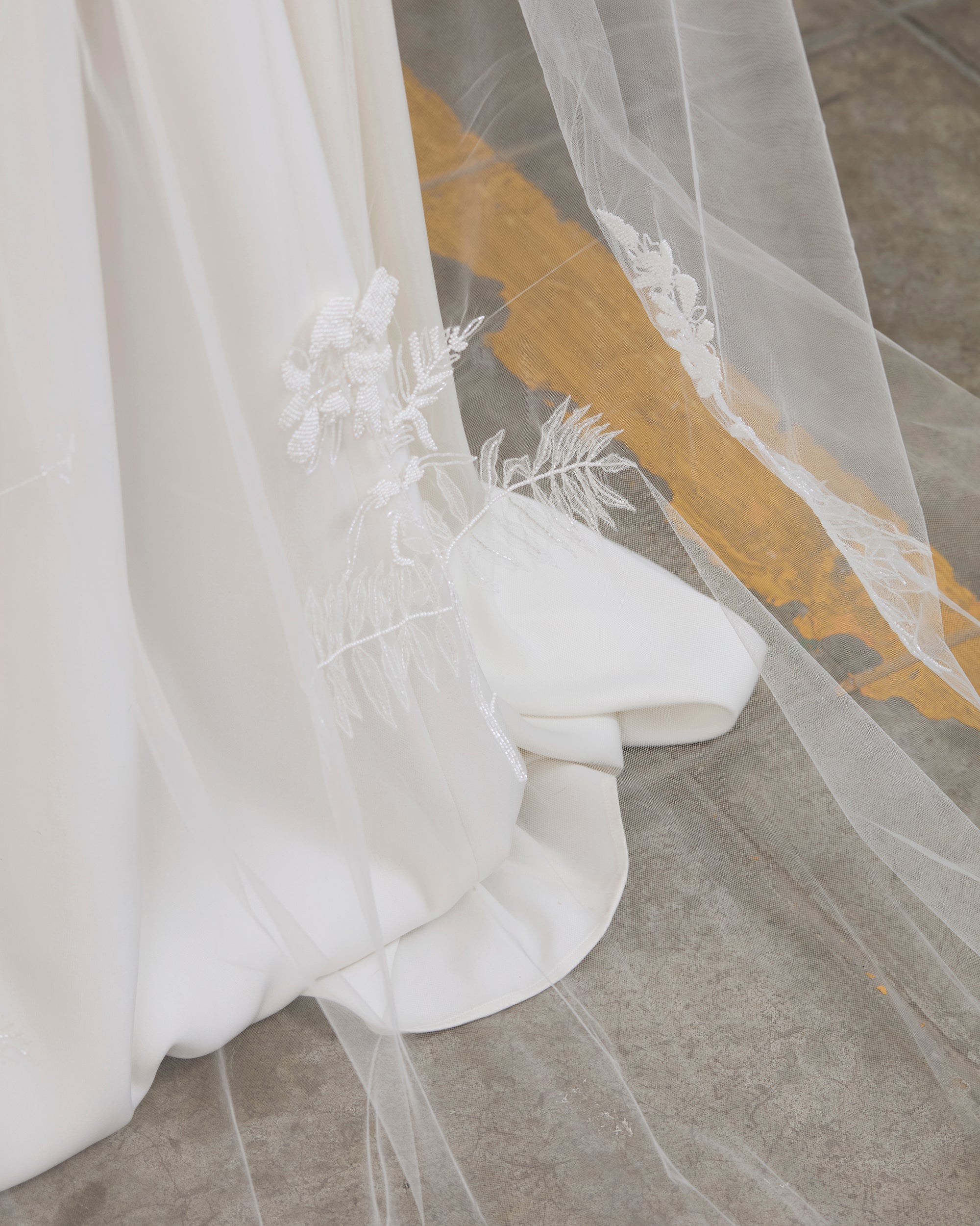 VALERIA BEADED BOTANICALS EMBROIDERED VEIL