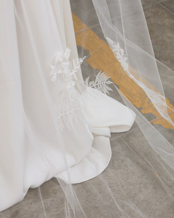 VALERIA BEADED BOTANICALS EMBROIDERED VEIL