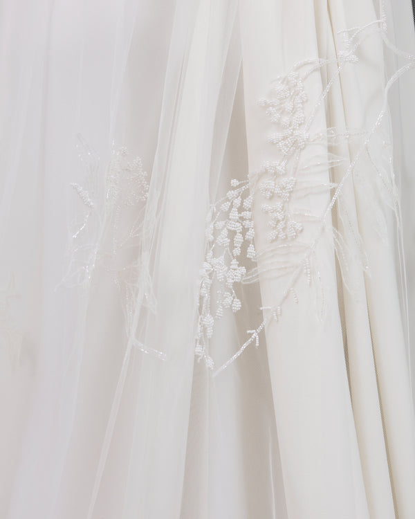 VALERIA BEADED BOTANICALS EMBROIDERED VEIL