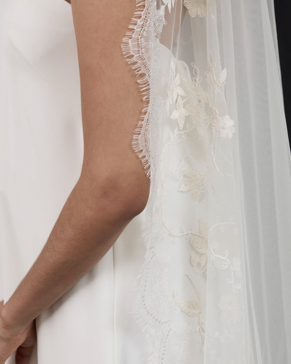 BIANCA  FLORAL EMBROIDERY VEIL