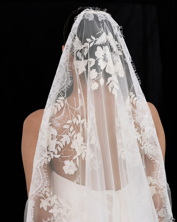 BIANCA  FLORAL EMBROIDERY VEIL