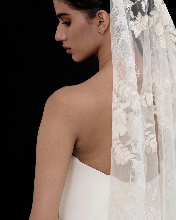 BIANCA  FLORAL EMBROIDERY VEIL