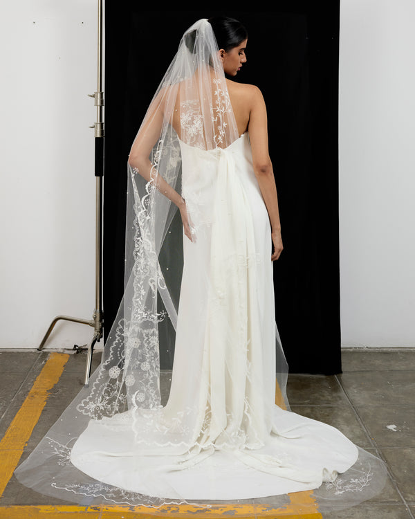 AVA EMBROIDERY PATCHWORK VEIL