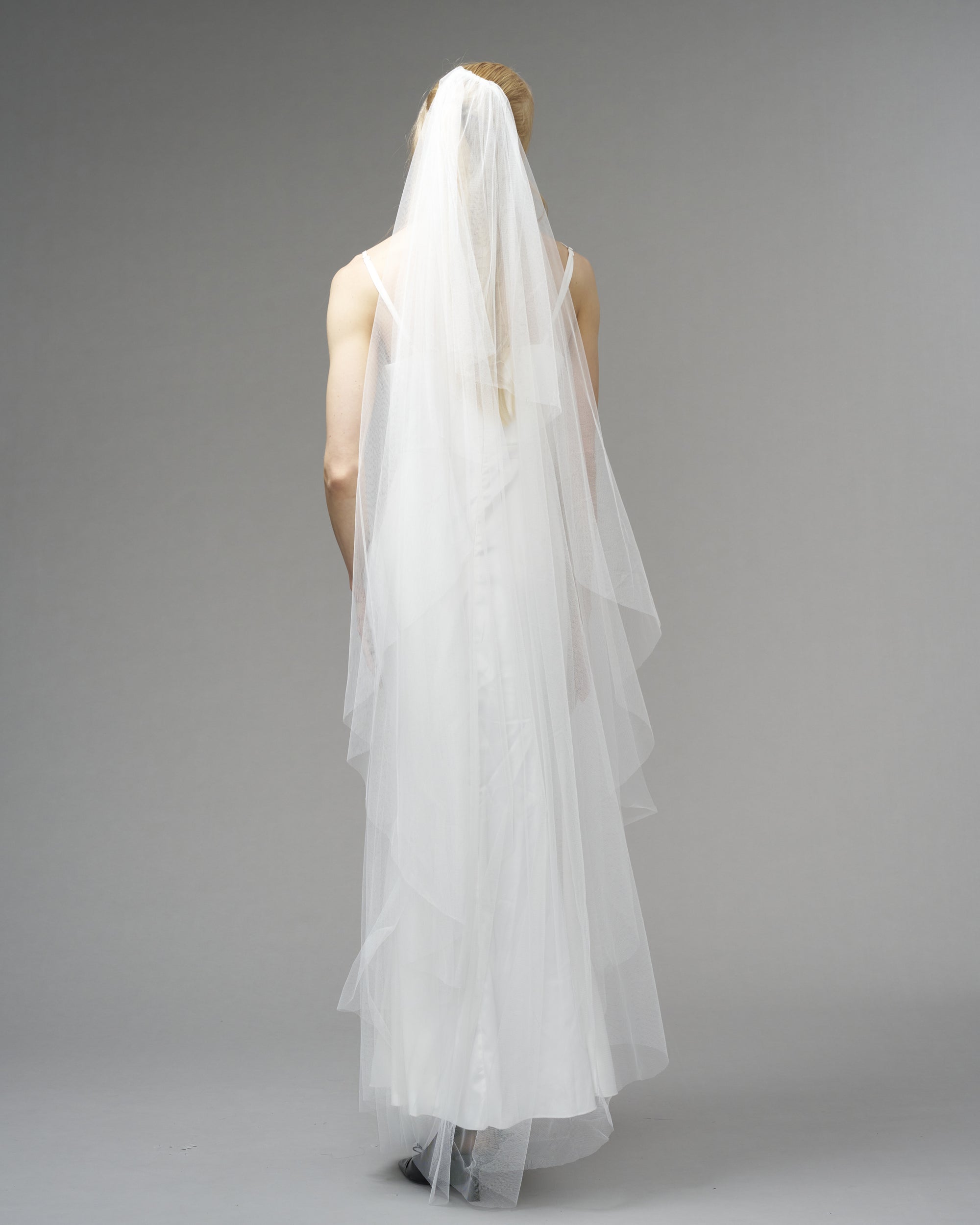 RTS.- ECO TULLE // RAW EDGE WALTZ LENGTH 72" + 20" MINI BLUSHER // OFF WHITE