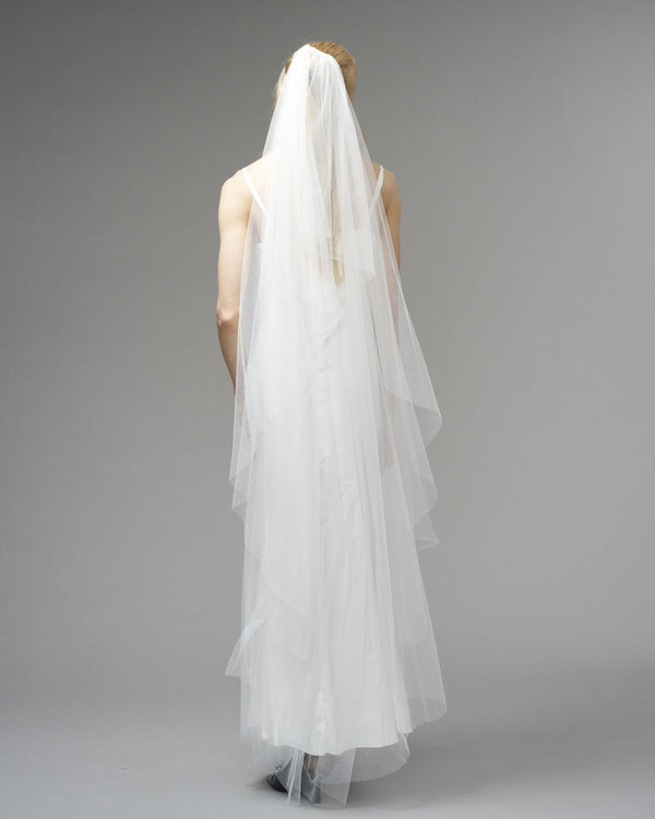 RTS.- ECO TULLE // RAW EDGE WALTZ LENGTH 72" + 20" MINI BLUSHER // OFF WHITE