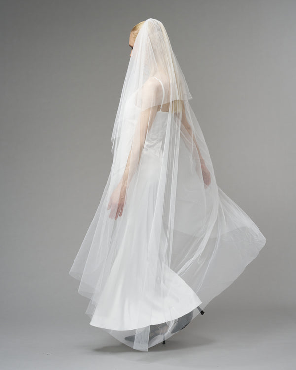 RTS.- ECO TULLE // RAW EDGE WALTZ LENGTH 72" + 20" MINI BLUSHER // OFF WHITE