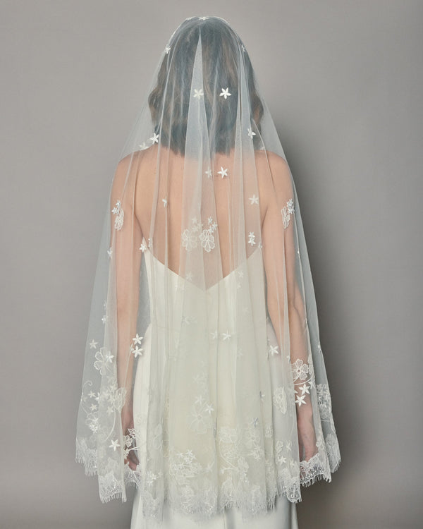 DIONE HALF MOON EMBROIDERED MANTILLA
