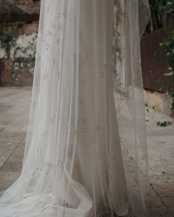 IVY CRYSTAL BEADED VEIL VEIL - Ofrenda Studio