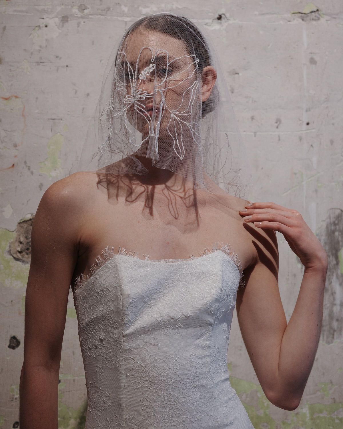 KIA BEADED FLORAL VEIL