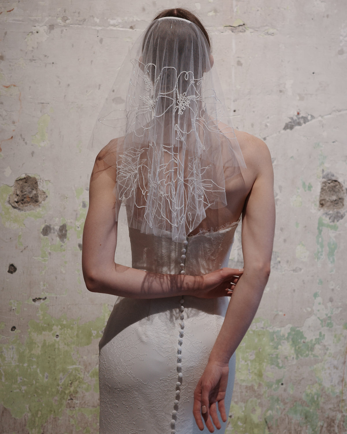 KIA BEADED FLORAL VEIL