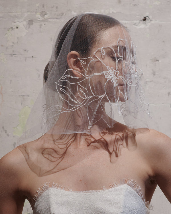 KIA BEADED FLORAL VEIL