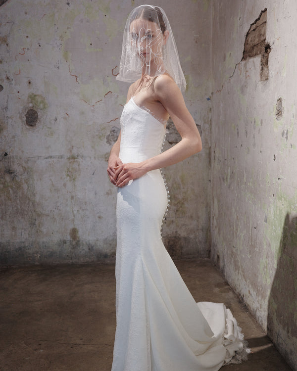 KIA BEADED FLORAL VEIL