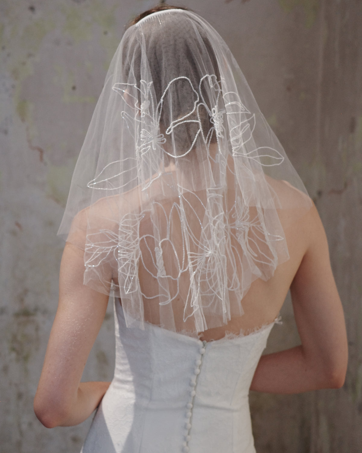 KIA BEADED FLORAL VEIL