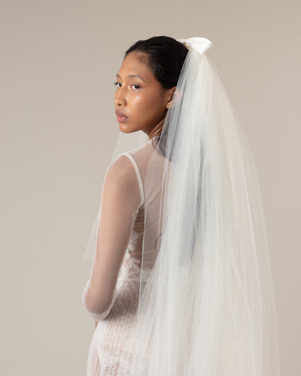 NINA SATIN BOWS THREE TIER VEIL VEIL - Ofrenda Studio