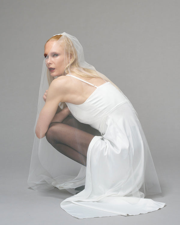 ENGLISH TULLE // RAW EDGE KNEE LENGTH 48"//  IVORY