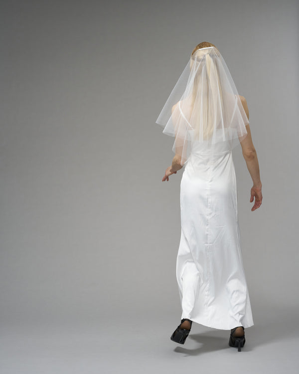 ENGLISH TULLE // RAW EDGE TWO TIER ELBOW LENGTH 30" // OFF WHITE