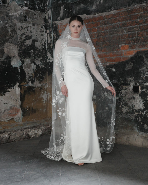 RENATA  FLORAL EMBROIDERY VEIL