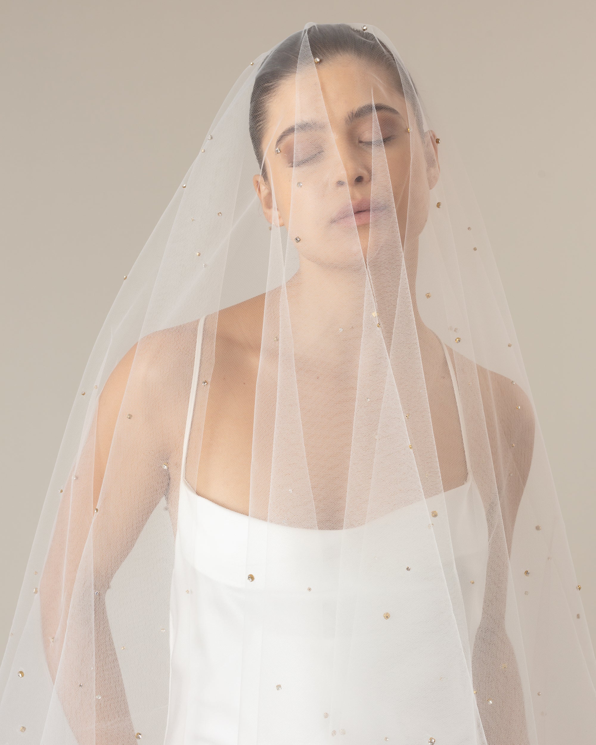 SALT CRYSTAL BEADED VEIL - Ofrenda Studio