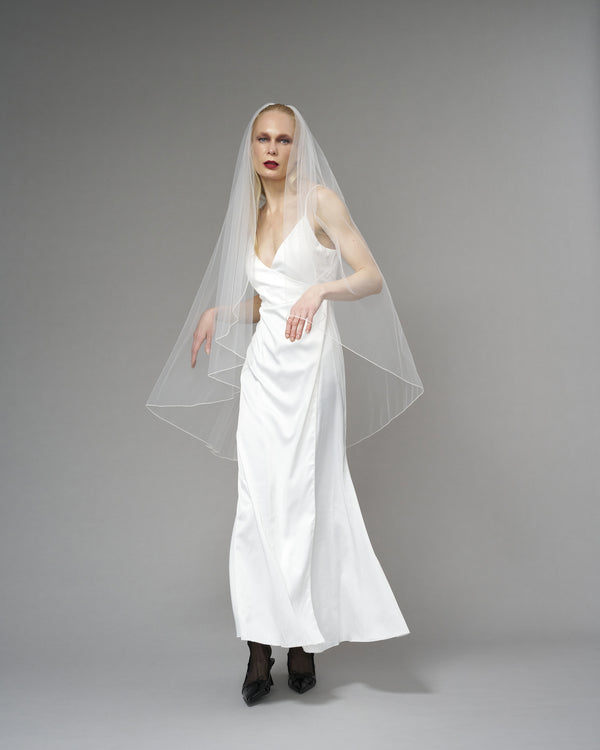 ENGLISH TULLE // SEED BEADS 48" KNEE LENGTH // OFF WHITE