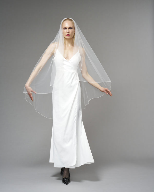 ENGLISH TULLE // SEED BEADS 48" KNEE LENGTH // OFF WHITE