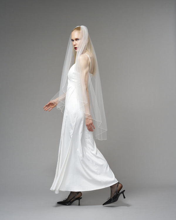 ENGLISH TULLE // SEED BEADS 48" KNEE LENGTH // OFF WHITE