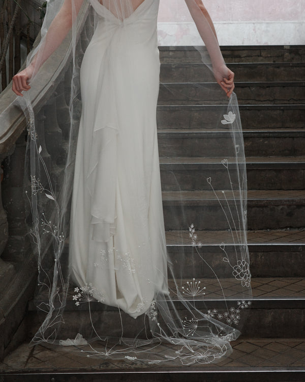 TOKYO BEADED EMBROIDERY FLORAL VEIL