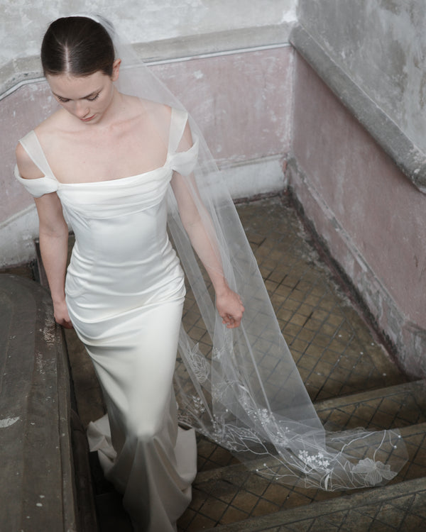 TOKYO BEADED EMBROIDERY FLORAL VEIL