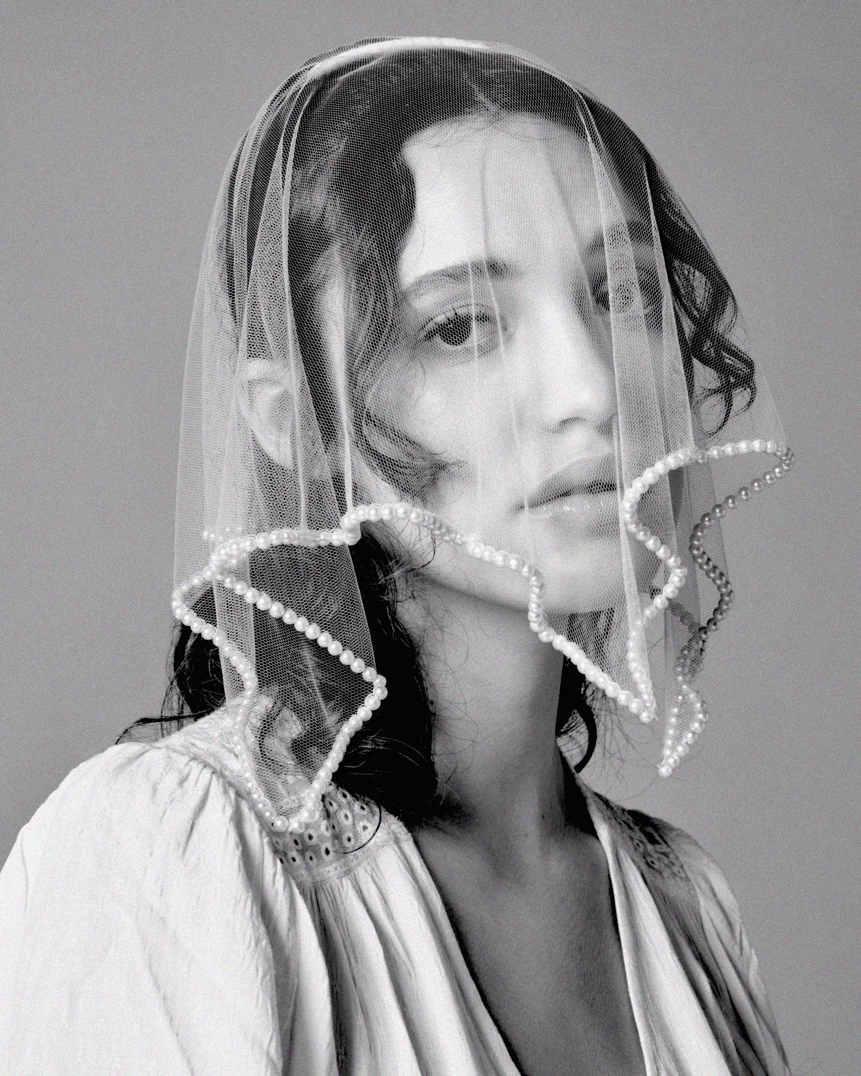 RTS.- ADORNO PEARL BEADED VEIL // OFF WHITE
