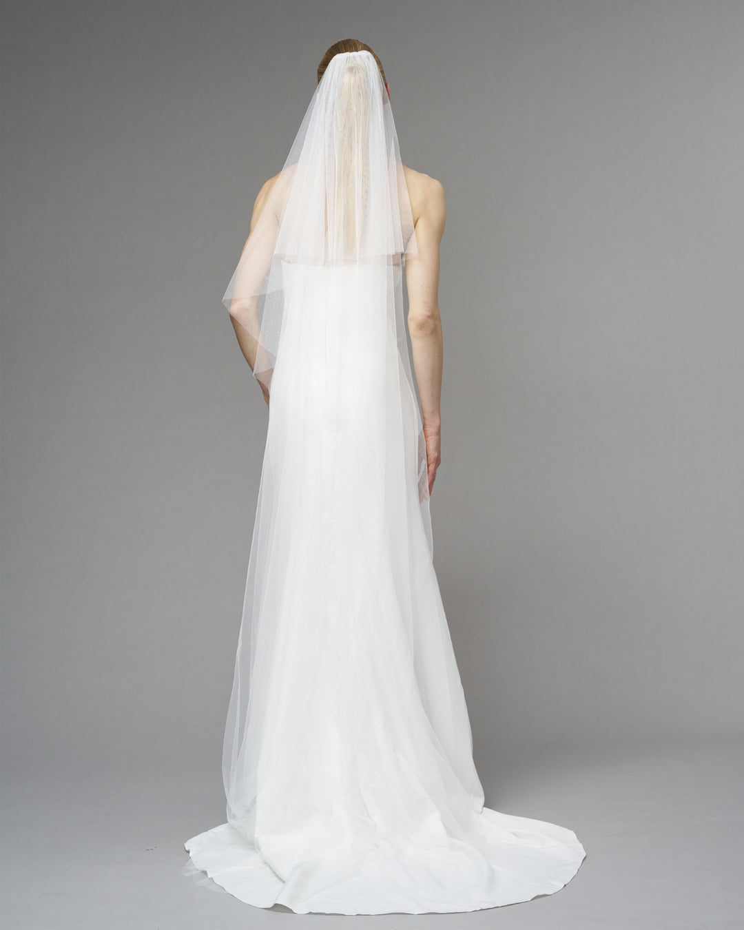 ECO TULLE // RAW EDGE CHAPEL LENGTH 90" + 20" MINI BLUSHER // OFF WHITE