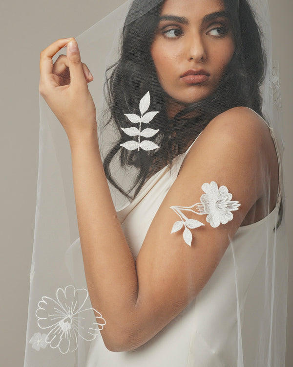 ALBA FLORAL EMBROIDERED VEIL - Ofrenda Studio