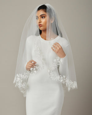 LETICIA EMBROIDERED FLORAL FINGERTIP VEIL - Ofrenda Studio
