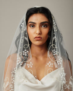 LUCIA EMBROIDERED PEARL VEIL - Ofrenda Studio