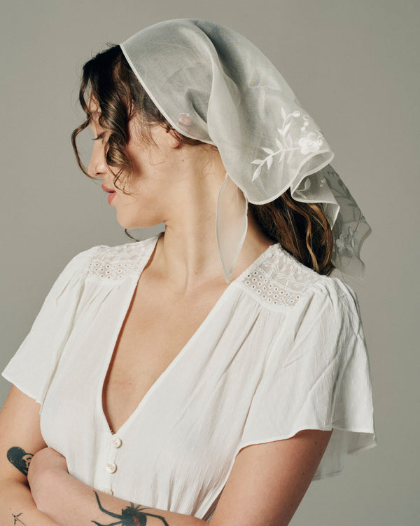 AZUCAR EMBROIDERED SILK HAIR SCARF - New Phrenology