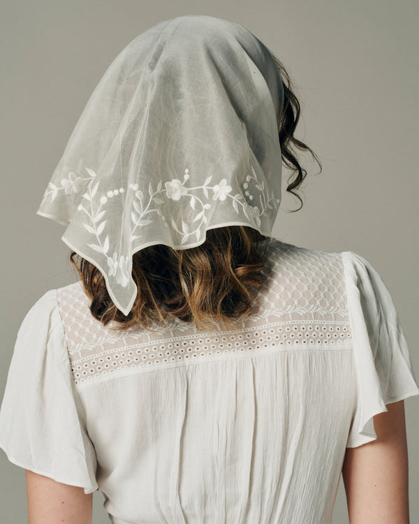 AZUCAR EMBROIDERED SILK HAIR SCARF - New Phrenology