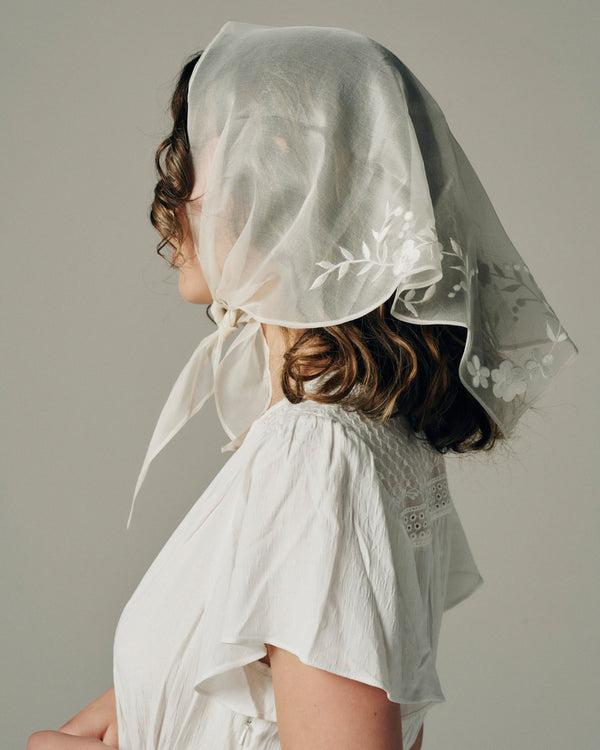 AZUCAR EMBROIDERED SILK HAIR SCARF - New Phrenology