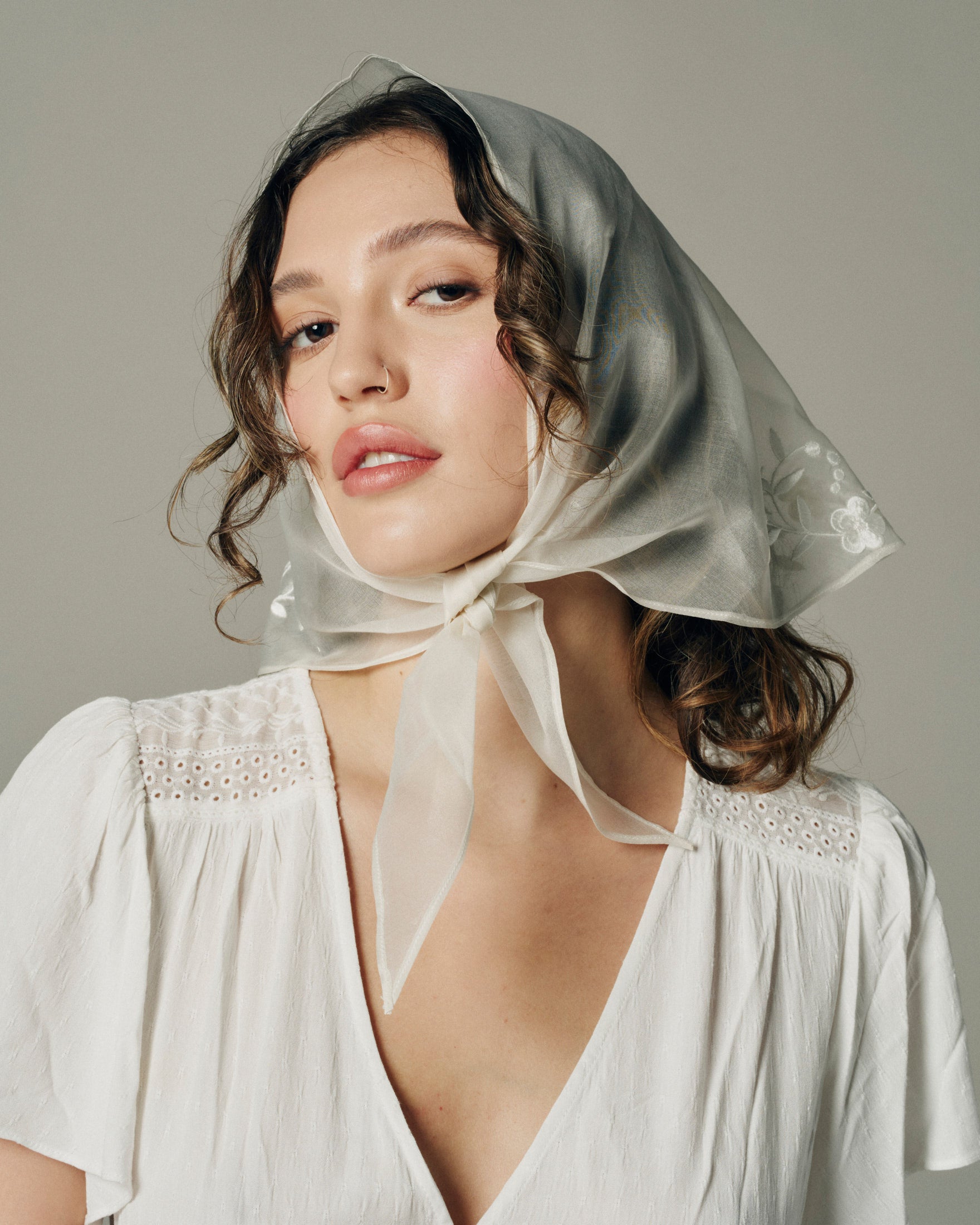 AZUCAR EMBROIDERED SILK HAIR SCARF - New Phrenology